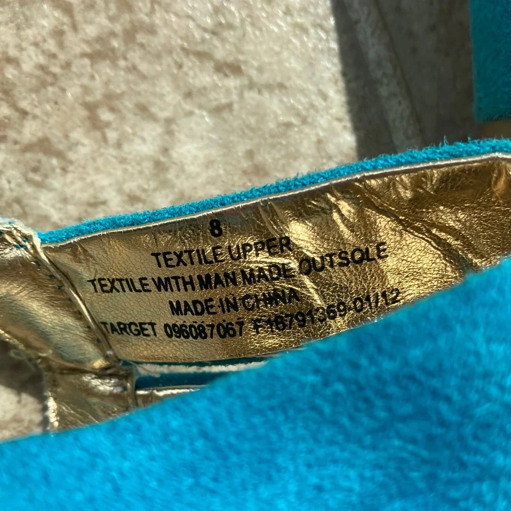 Mossino Turquoise Suede Platform Sandals Heels Size 8 - Picture 7 of 16